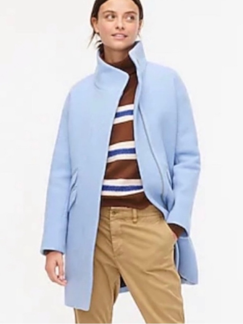 NWOT J. Crew Cocoon Italian Stadium Wool Coat Blue Sz 12